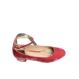 Cole Haan Pink Velvet Ballet Ankle Strap 1" Heel Gold Detail Shoes Women's 8.5